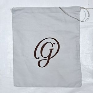 M. Gemi Grey Cream Cotton Drawstring Dust Cover Bag